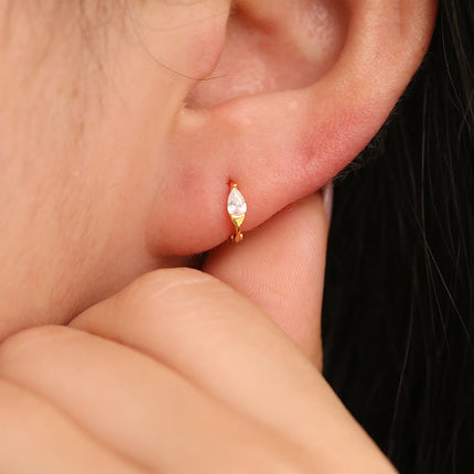 Teardrop Cubic Huggie Earring-2