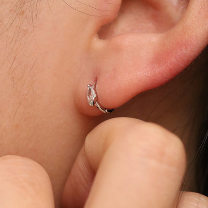 Teardrop Cubic Huggie Earring-4