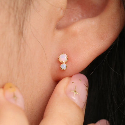 Moonstone Double Circle Stud earrings-1