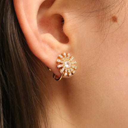 Daisy Cubic Clip on Earrings-1