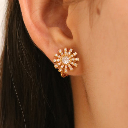 Daisy Cubic Clip on Earrings-3