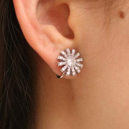 Daisy Cubic Clip on Earrings-4