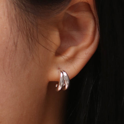 Bold Double Semi-Hoop Earrings-1