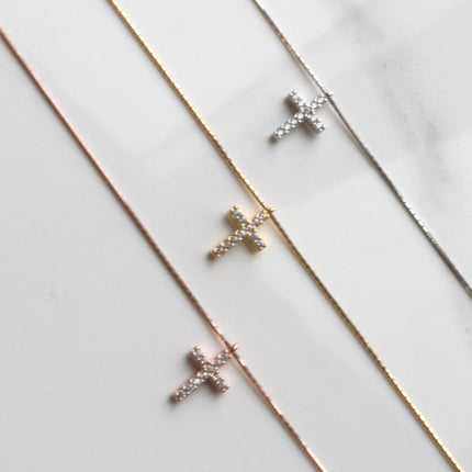 Cross pendant silk necklace-1