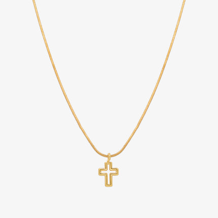 Line cross pendant necklace-0