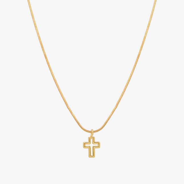 Line cross pendant necklace-0