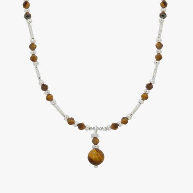 Tiger's eye gemstone necklace-0