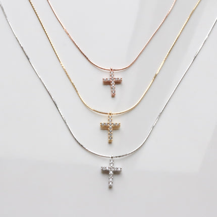 Cross pendant silk necklace-2