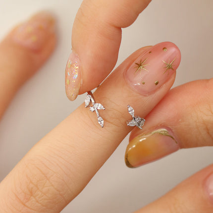 White topaz laurel leaves ring-4