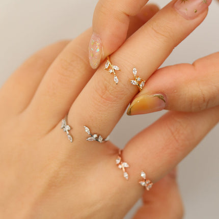 White topaz laurel leaves ring-1