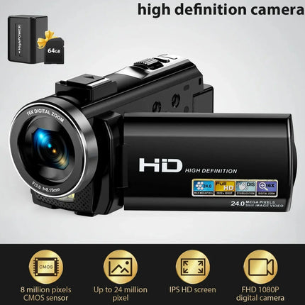 Digital HD Camera with Rotating Screen with 32G Card Black-2