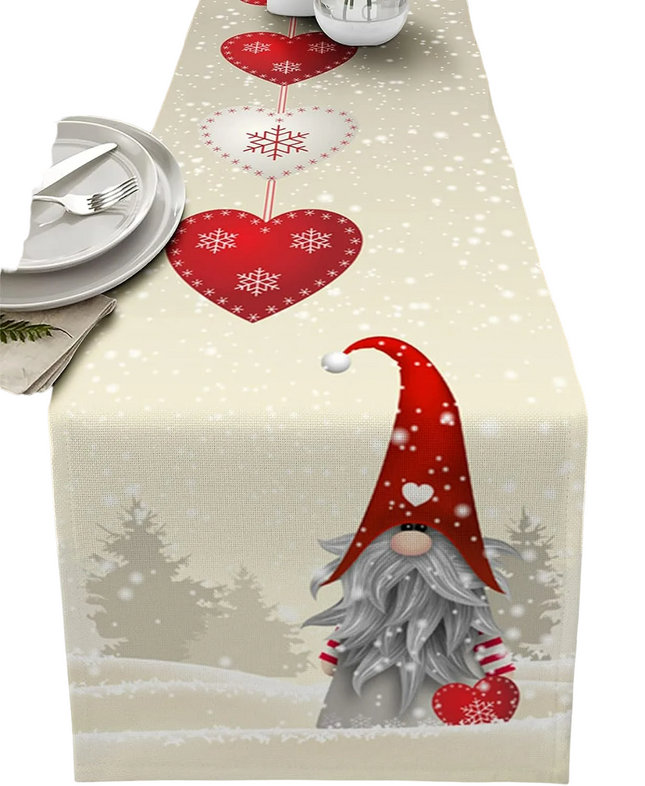 Christmas Snowflakes Linen Table Runner - Festive Dresser Scarf-0