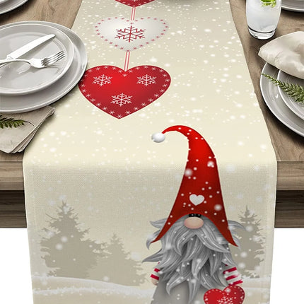 Christmas Snowflakes Linen Table Runner - Festive Dresser Scarf-1