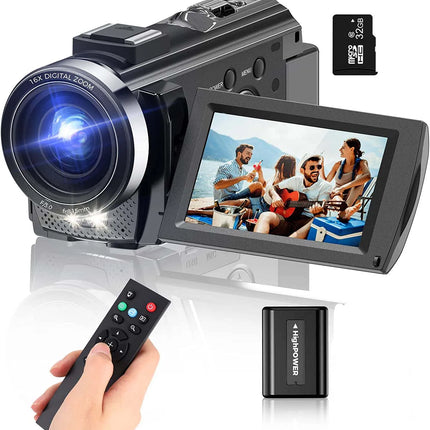 Digital HD Camera with Rotating Screen with 32G Card Black-1