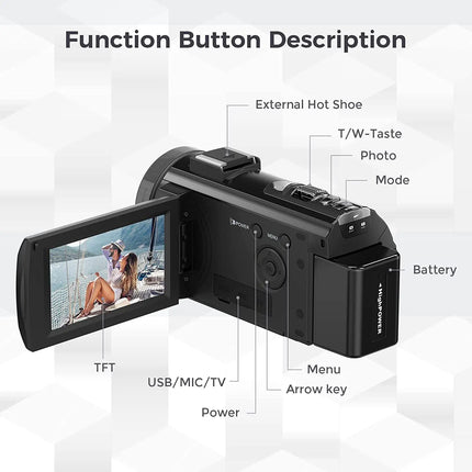 Digital HD Camera with Rotating Screen with 32G Card Black-4