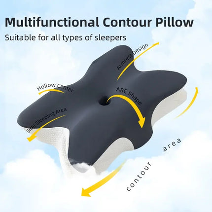 Butterfly-Shaped Orthopedic Memory Foam Pillow Cervical Neck Support Grey-2