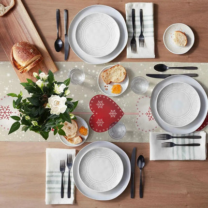 Christmas Snowflakes Linen Table Runner - Festive Dresser Scarf-3