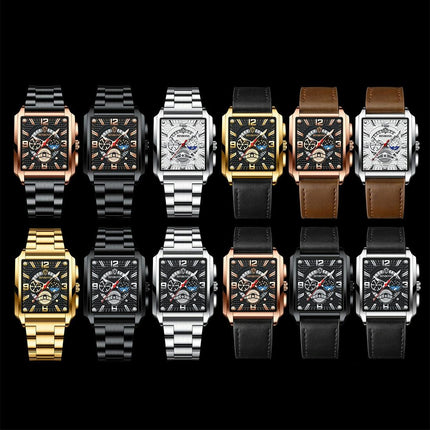 NNEDSZ Vintage Square Men Quartz Watch With Multifunction And Luminous Display-2