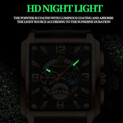 NNEDSZ Vintage Square Men Quartz Watch With Multifunction And Luminous Display-3