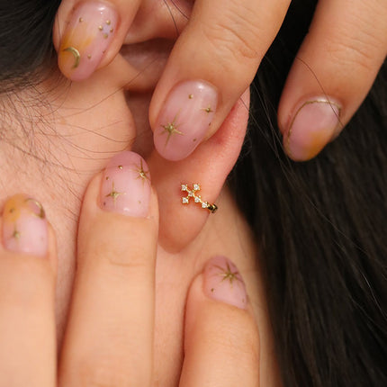 Cubic cross huggie earring-2