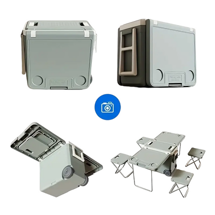 32L Portable Outdoor Cooler Box & Folding Table Chair Set-0
