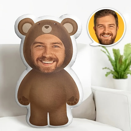 Custom Bear Face Plush Pillow Personalized Photo Toy-2