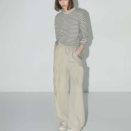 Nonchalant Black and White Striped Long Sleeve Tee-2