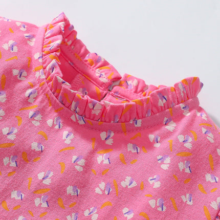 Arrival Autumn Girls Cartoon Elephant And Flowers Pattern Ruffle Neck Long Sleeves Princess Dress-2