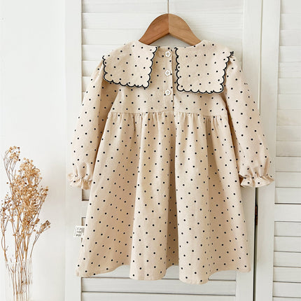 Arrival Baby Girls Long Sleeves Dots Pattern Dress-1