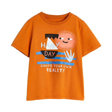 Round Neck Happy Day Cartoon Boys’ T-Shirt In European And American Style For Summer-0