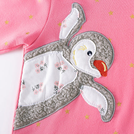 Autumn and Spring Arrival Stars and Animals Cartoon Pattern Long Sleeves Dress for Stylish Girls-1