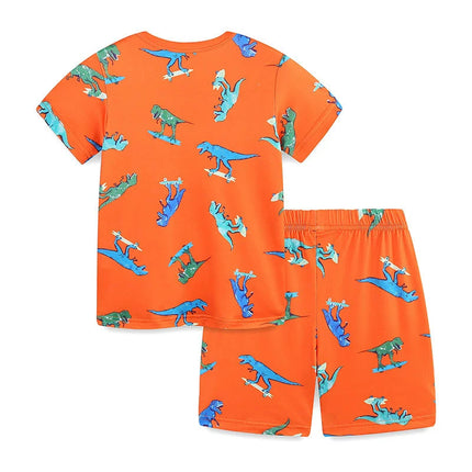 Summer Baby Kids Cartoon Dinosaurs Pattern T-shirt and Shorts Casual Clothing Set for Boys-1