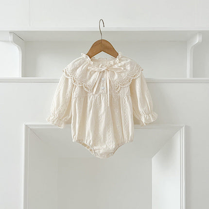 Design Autumn Floral Embroidery Pattern Baby Kids Girls Bow-Tied Collar Onesies And Dress – Princess Sister Matching Set-1