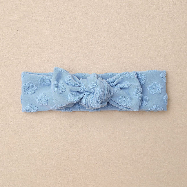 Elastic Baby Headband with Bow and Embroidered Flowers-2