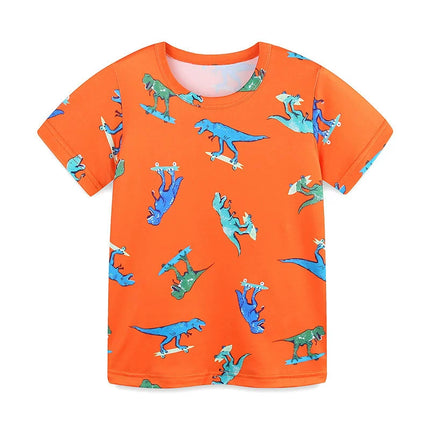 Summer Baby Kids Cartoon Dinosaurs Pattern T-shirt and Shorts Casual Clothing Set for Boys-2