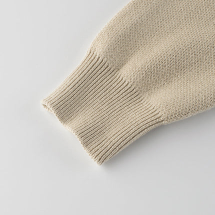 Autumn Arrival Baby Girls Kids Cute Cat Pattern Crew Neck Long Sleeves Knitted Sweatshirt Pullover-2