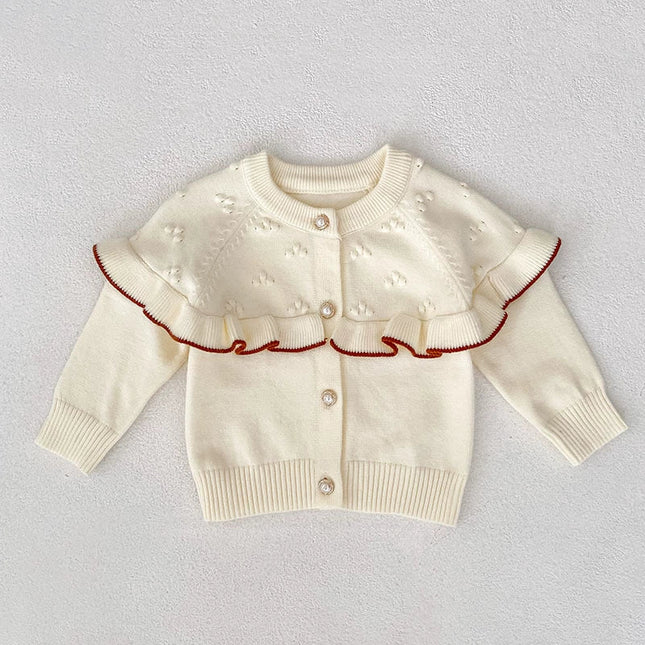 Autumn Arrival Baby Girls Comfortable Knitted Long Sleeves Cardigan-1