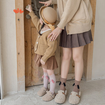 Baby Girls Kids Mommy And Me Dog-Ears Design Comfortable Knee-High Socks-2