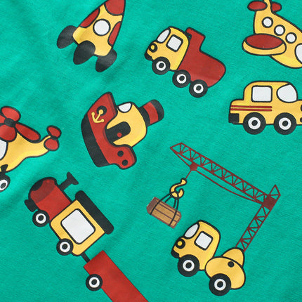 Boys’ Vehicles Print T-Shirt In European And American Style For Summer-3