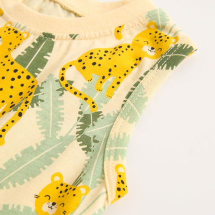 Baby Boy And Girl Animal Tiger Print Sleeveless Onesies In Summer Outfit Wearing-2