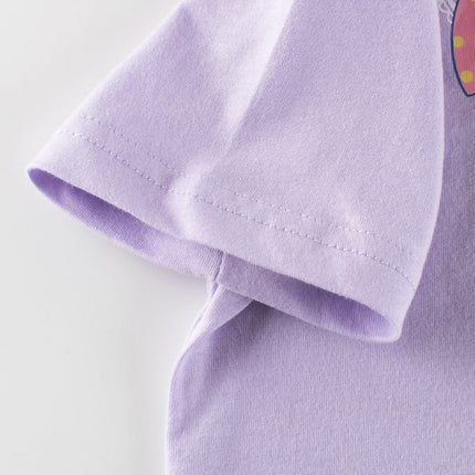 Baby Girl Solid Color Bow Tie Pattern Short Sleeve Tee-3