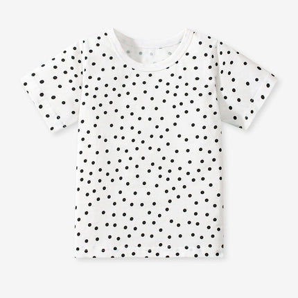 Girls’ Dots Cartoon Pattern Short Sleeves T-shirt in European and American Style for Summer-2
