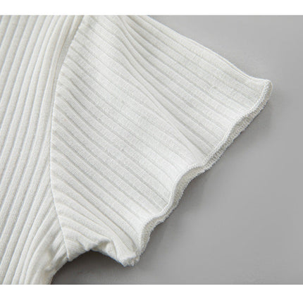 Baby Girl Solid Color Tops Combo Plaid Pattern Overalls Sets-3