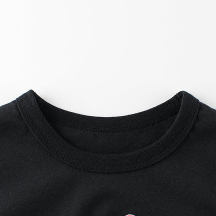 Cat Face Cartoon Pattern Girls T-Shirt In European And American Style For Summer-3