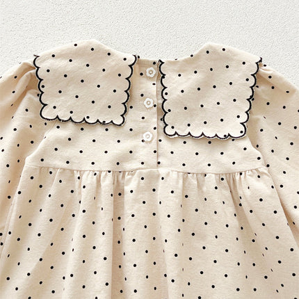 Arrival Baby Girls Long Sleeves Dots Pattern Dress-4