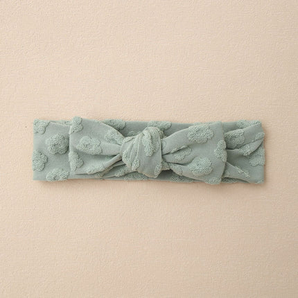 Elastic Baby Headband with Bow and Embroidered Flowers-3