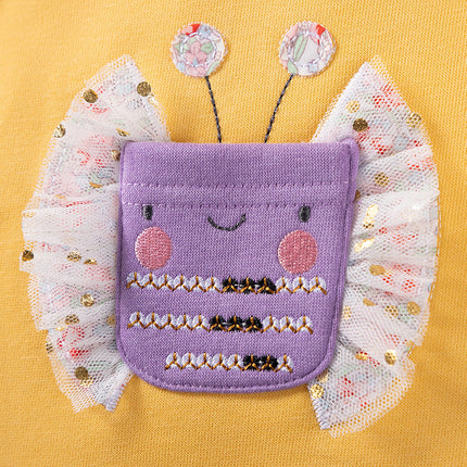 Autumn and Winter Arrival Cartoon Pattern Color Patchwork Long Sleeves Crew Neck Dress for Stylish Girls-4