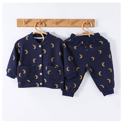 Arrival Spring Baby Kids Unisex Long Sleeves Simple Print Top and Long Trousers Clothing Set-0