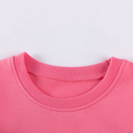 Spring and Autumn Girls Butterfly Cartoon Pattern Long Sleeves Crew Neck Top Sweatshirt and White Pants Clothing Set-2