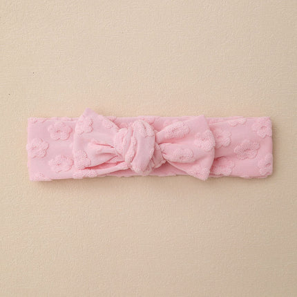 Elastic Baby Headband with Bow and Embroidered Flowers-4